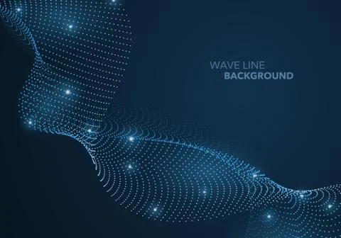 Futuristic abstract wave dot gradient line and illuminated light ball templat Stock-Illustration