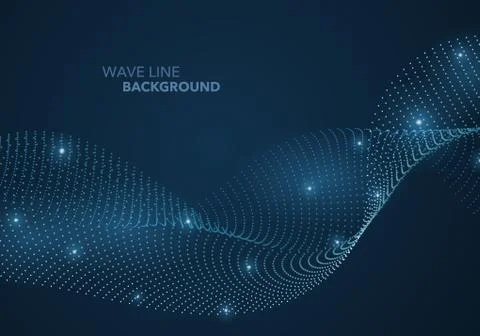 Futuristic abstract wave dot gradient line and illuminated light ball templat イラスト素材