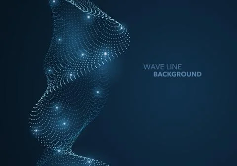 Futuristic abstract wave dot gradient line and illuminated light ball templat Stock Illustration