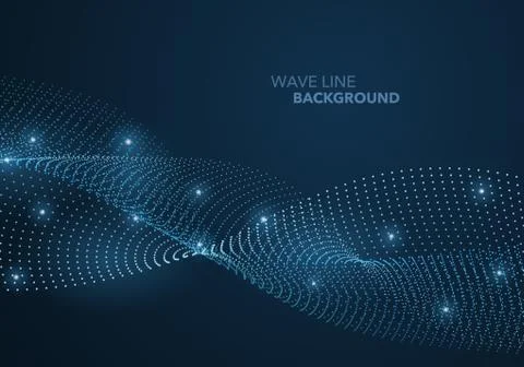 Futuristic abstract wave dot gradient line and illuminated light ball templat Stock Illustration