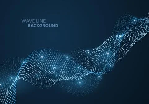 Futuristic abstract wave dot gradient line and illuminated light ball templat 스톡 일러스트