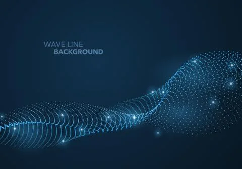 Futuristic abstract wave dot gradient line and illuminated light ball templat Stock-Illustration