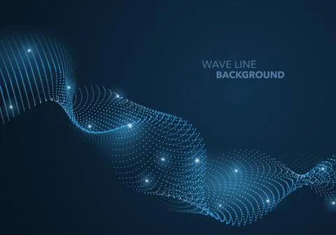 Futuristic abstract wave dot gradient line and illuminated light ball templat Stock Illustration