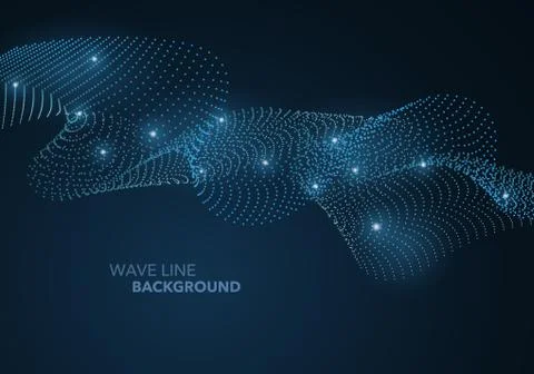 Futuristic abstract wave dot gradient line and illuminated light ball templat Stock Illustration