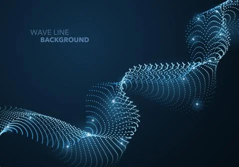Futuristic abstract wave dot gradient line and illuminated light ball templat Stock Illustration