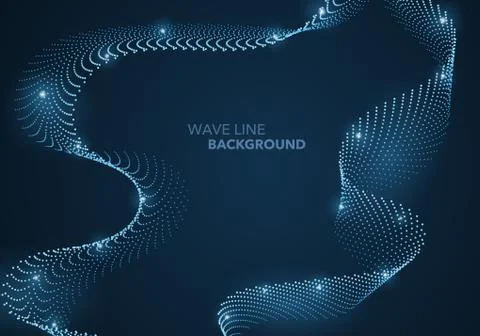 Futuristic abstract wave dot gradient line and illuminated light ball templat Stock Illustration