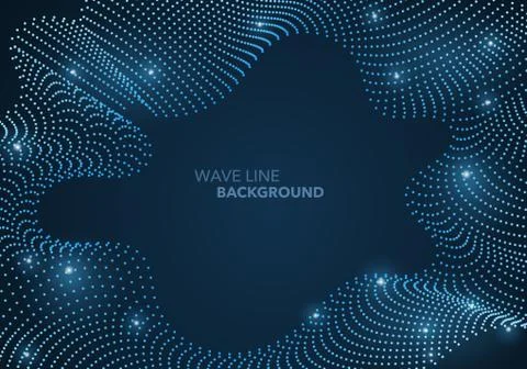 Futuristic abstract wave dot gradient line and illuminated light ball templat Stock Illustration