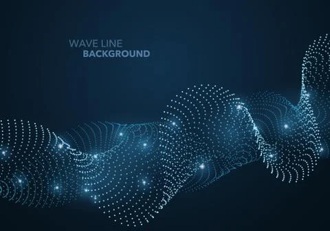 Futuristic abstract wave dot gradient line and illuminated light ball templat イラスト素材