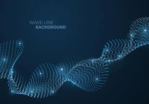 Futuristic abstract wave dot gradient line and illuminated light ball templat Stock Illustration
