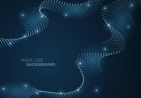 Futuristic abstract wave dot gradient line and illuminated light ball templat イラスト素材