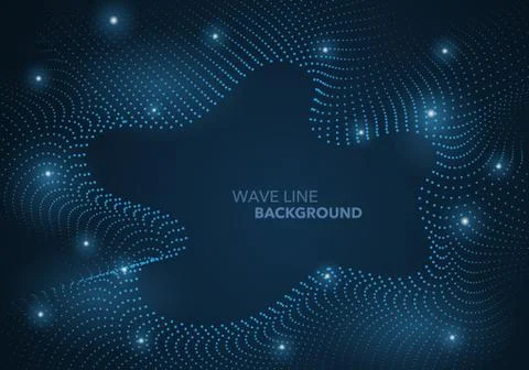 Futuristic abstract wave dot gradient line and illuminated light ball templat Stock Illustration
