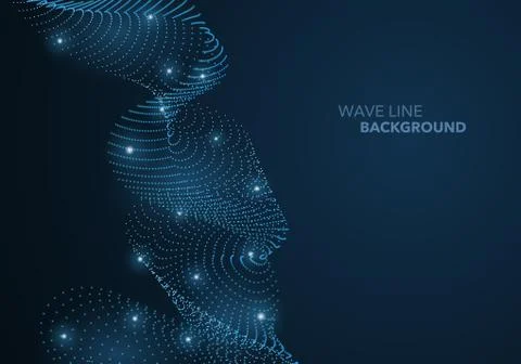 Futuristic abstract wave dot gradient line and illuminated light ball templat Stock Illustration