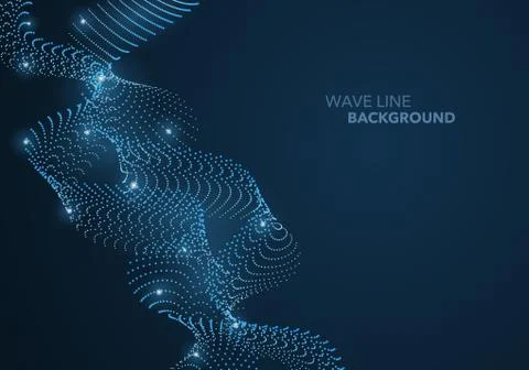 Futuristic abstract wave dot gradient line and illuminated light ball templat Stock-Illustration