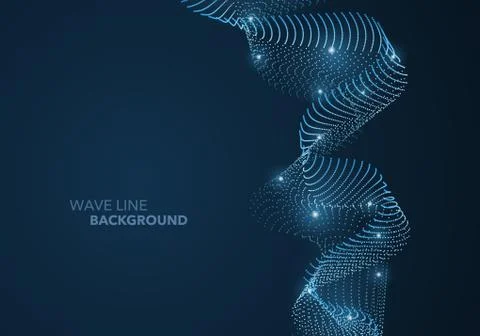 Futuristic abstract wave dot gradient line and illuminated light ball templat Stock Illustration