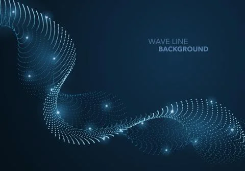 Futuristic abstract wave dot gradient line and illuminated light ball templat Illustrazione stock