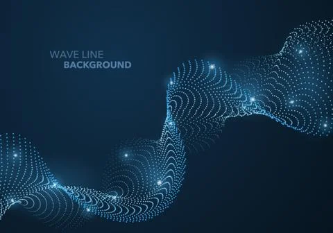 Futuristic abstract wave dot gradient line and illuminated light ball templat Illustrazione stock