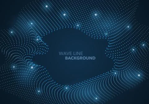 Futuristic abstract wave dot gradient line and illuminated light ball templat Stock Illustration
