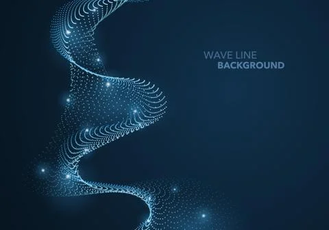 Futuristic abstract wave dot gradient line and illuminated light ball templat Stock-Illustration