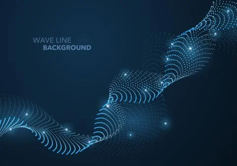 Futuristic abstract wave dot gradient line and illuminated light ball templat 스톡 일러스트