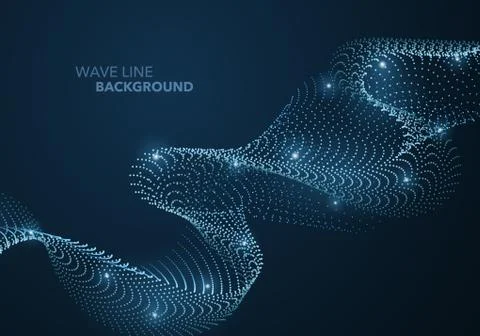 Futuristic abstract wave dot gradient line and illuminated light ball templat Stock Illustration