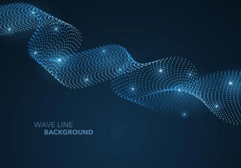 Futuristic abstract wave dot gradient line and illuminated light ball templat Stock Illustration
