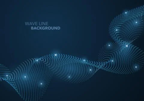 Futuristic abstract wave dot gradient line and illuminated light ball templat Stock Illustration