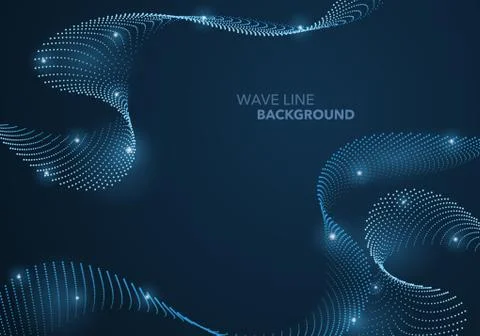 Futuristic abstract wave dot gradient line and illuminated light ball templat Stock Illustration