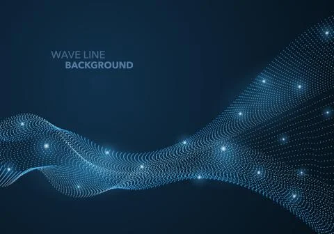 Futuristic abstract wave dot gradient line and illuminated light ball templat Stock Illustration