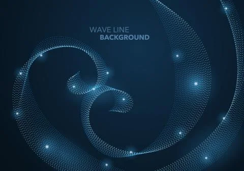 Futuristic abstract wave dot gradient line and illuminated light ball templat Stock-Illustration