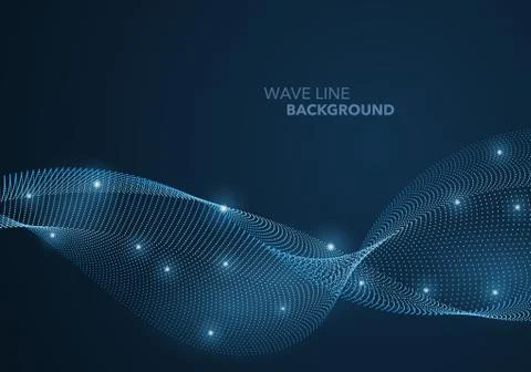 Futuristic abstract wave dot gradient line and illuminated light ball templat 스톡 일러스트