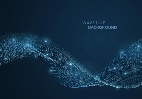 Futuristic abstract wave dot gradient line and illuminated light ball templat Stock-Illustration