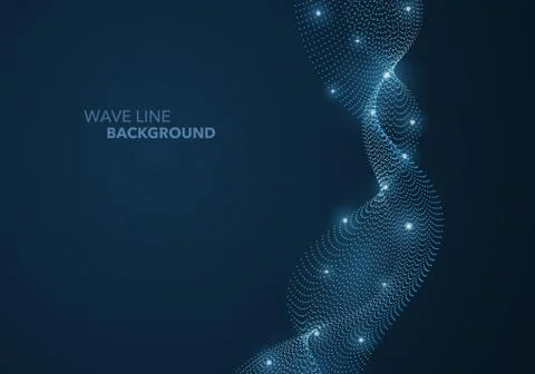Futuristic abstract wave dot gradient line and illuminated light ball templat Stock Illustration