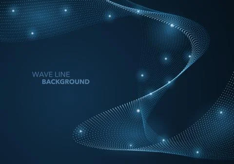 Futuristic abstract wave dot gradient line and illuminated light ball templat Stock-Illustration