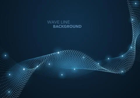 Futuristic abstract wave dot gradient line and illuminated light ball templat 스톡 일러스트