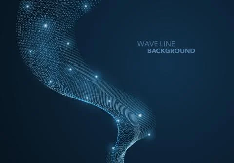 Futuristic abstract wave dot gradient line and illuminated light ball templat Illustrazione stock
