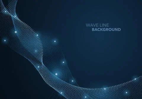 Futuristic abstract wave dot gradient line and illuminated light ball templat Stock Illustration
