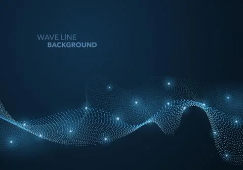 Futuristic abstract wave dot gradient line and illuminated light ball templat Stock Illustration