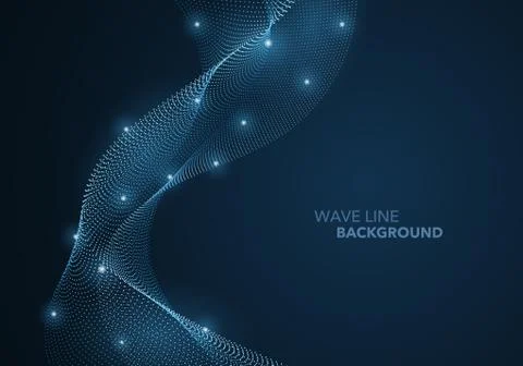 Futuristic abstract wave dot gradient line and illuminated light ball templat イラスト素材