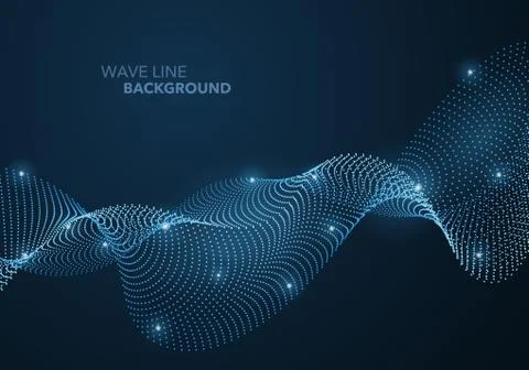 Futuristic abstract wave dot gradient line and illuminated light ball templat 스톡 일러스트