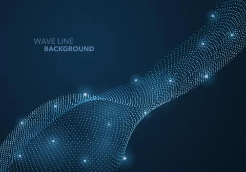 Futuristic abstract wave dot gradient line and illuminated light ball templat 스톡 일러스트
