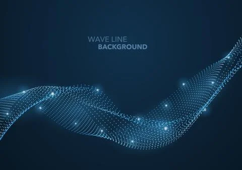 Futuristic abstract wave dot gradient line and illuminated light ball templat Stock Illustration