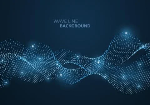 Futuristic abstract wave dot gradient line and illuminated light ball templat Stock-Illustration
