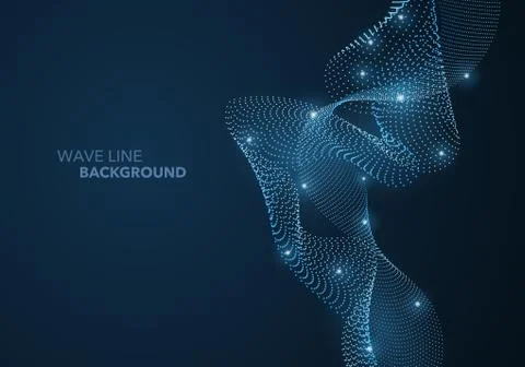 Futuristic abstract wave dot gradient line and illuminated light ball templat イラスト素材
