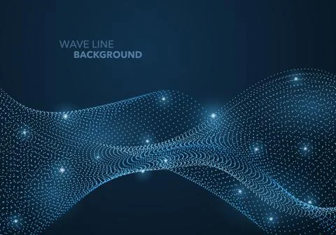 Futuristic abstract wave dot gradient line and illuminated light ball templat Stock Illustration
