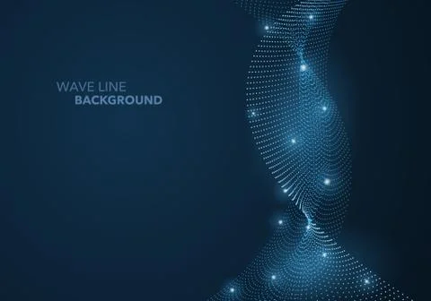 Futuristic abstract wave dot gradient line and illuminated light ball templat Stock Illustration