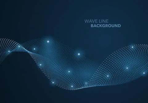 Futuristic abstract wave dot gradient line and illuminated light ball templat Stock-Illustration