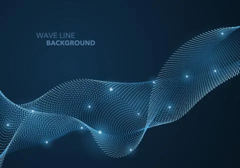 Futuristic abstract wave dot gradient line and illuminated light ball templat 스톡 일러스트