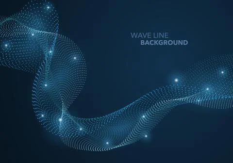 Futuristic abstract wave dot gradient line and illuminated light ball templat Illustrazione stock