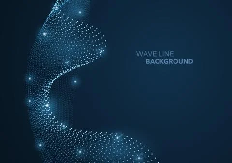 Futuristic abstract wave dot gradient line and illuminated light ball templat Stock Illustration
