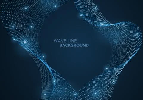 Futuristic abstract wave dot gradient line and illuminated light ball templat Stock Illustration